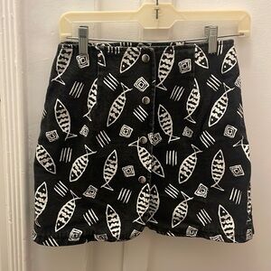 SUPER CUTE VINTAGE FISH PRINT MINI SKIRT